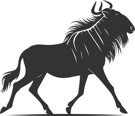 Wildebeest mammal animal vector drawing silhouette 