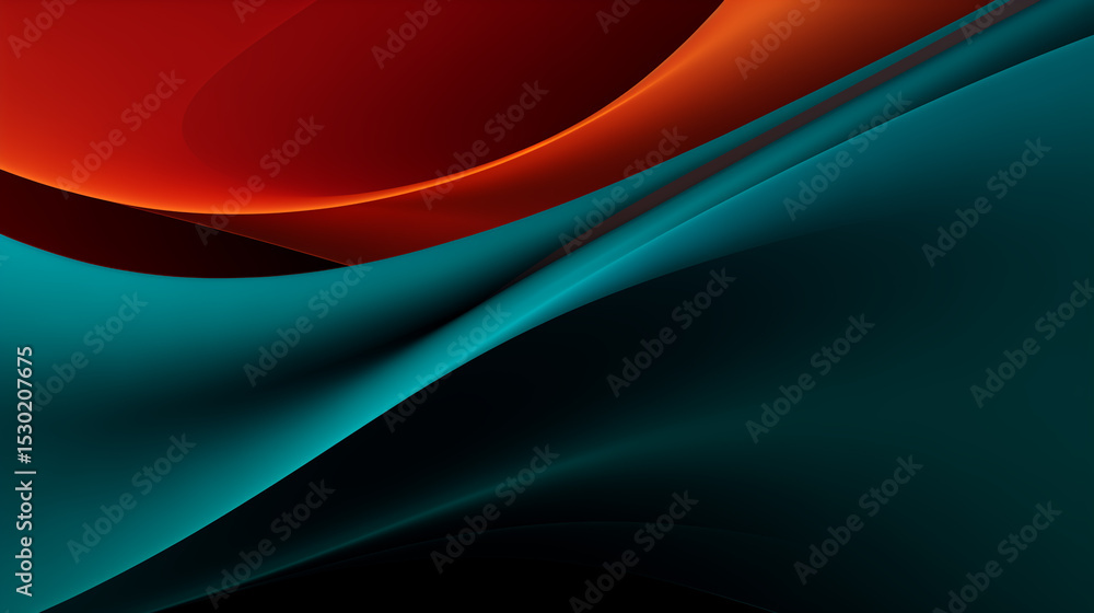 Poster abstract background with red and teal gradient waves modern minimalist design