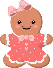 Fototapeta premium Baby Gingerbread Man Cookie with Pink Skirt and Hair Ribbon