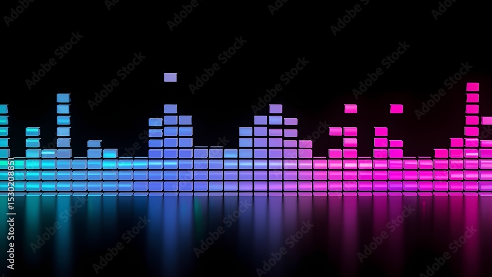 Poster vibrant sound waves visualization digital art display abstract dark environment front view audio con
