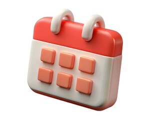 3d render of a coral and white calendar icon isolated on white background Created using generative AI