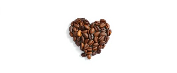 Obraz premium Single heart-shaped coffee bean, pristine white backdrop, object, minimalist