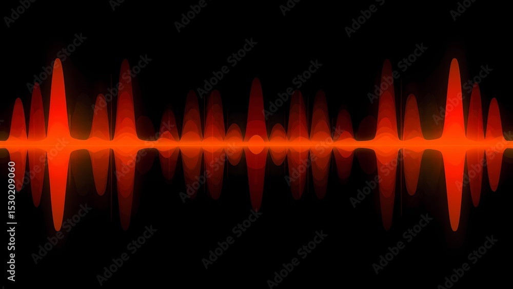 Poster sound wave visualization digital art abstract design dark background high-contrast view vibrant audi