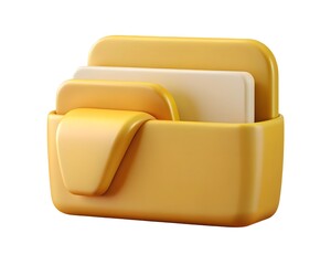 3d render of yellow folder icon with documents isolated on white background Created using generative AI