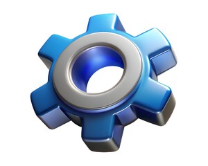3d render of a blue and silver gear cog isolated on white background Created using generative AI