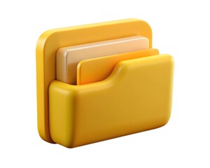 3d render of yellow folder icon with documents isolated on a white background 
Created using generative AI