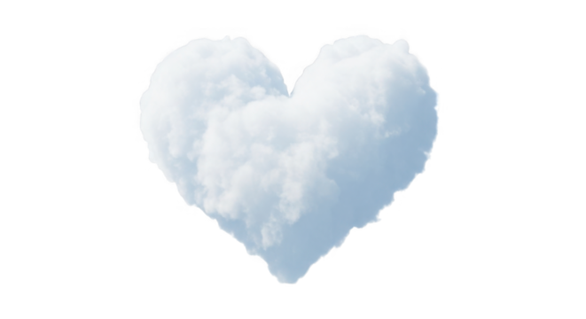 Heart Shaped Cloud PNG for Valentine's Day and Love Themes - Powered by Adobe