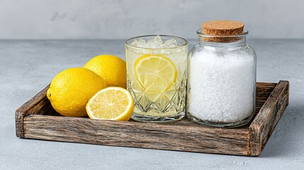 Freshly squeezed lemonade with lemons and sea salt.