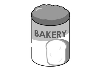ふたをあけたパンの缶詰のイラスト