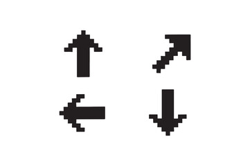 Obraz premium Pixel Arrow Signs silhouette vector with white background