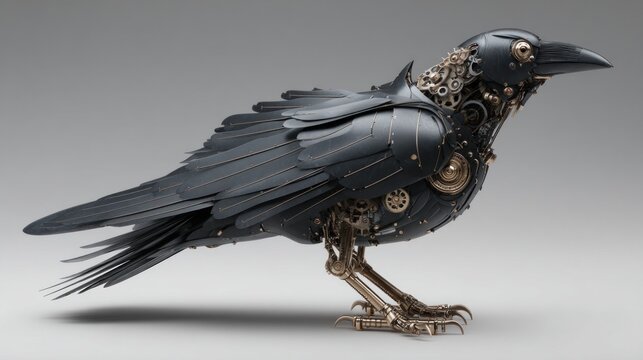 Steampunk crow sculpture art