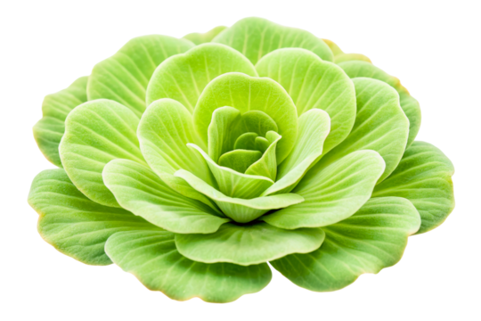 Lush green succulent plant with beautifully layered rosette leaves isolated with transparent background