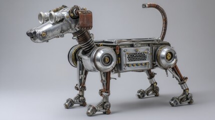 Steampunk dog metal sculpture