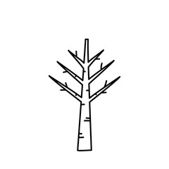 Simple Line Drawing of a Bare Winter Tree Illustration