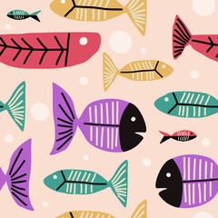 Cute fish pattern background vector design
