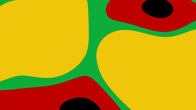 Bold, flat-style abstract artwork with vibrant red, green, black, and yellow shapes. The minimal yet impactful design reflects the strength and cultural identity of African-American heritage, symboliz