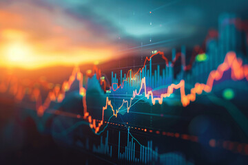 stock market charts with bullish trends, finance, growth chart
