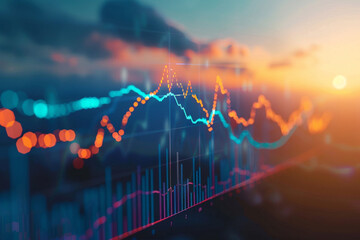 stock market charts with bullish trends, finance, growth chart