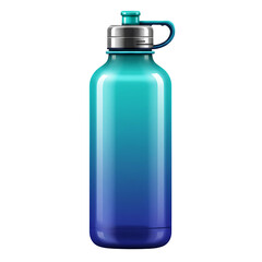 Stainless steel water bottle teal lid isolated on transparent background