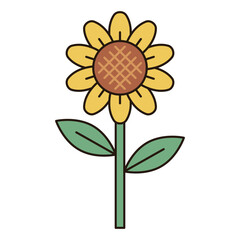 SUNFLOWER plant illustration cute outline icon simple minimalist drawing logo doodle nature element sticker object decorative isolated vector flower