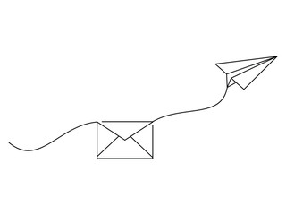 envelope mail with flying paper plane design, vector illustration, isolated on transparent background
