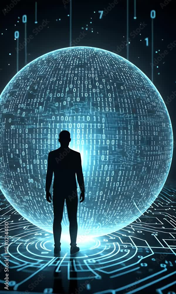 Poster 3d man data network artificial intelligence technology digital
