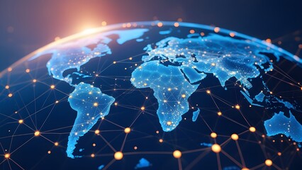 Glowing blue earth representing global digital connectivity and networks