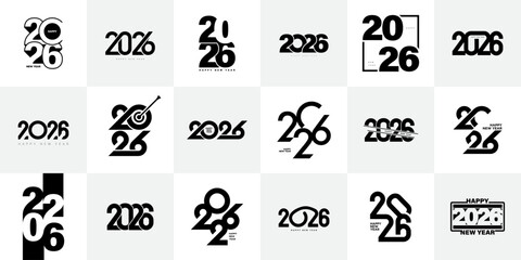 Big Set of 2026 number design template.