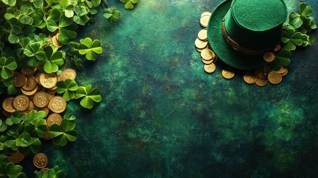 St. Patrick's Day themed background with green and gold colors
