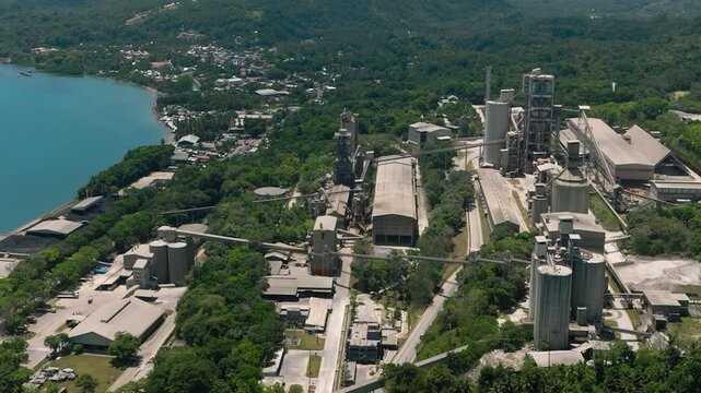 Seafront with Cement factory in Lugait, Misamis Oriental. Mindanao, Philippines.