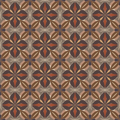 Geometric flower patterns, seamless patterns, brown-tone flowers, vector patterns, used for wallpapers, fabrics, tiles, etc.