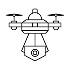 Anti gravity delivery drone silhouette icon vector illustration