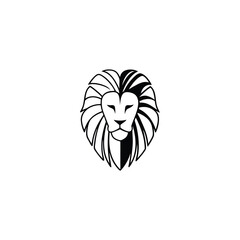 Lion head minimal gold lines logo icon vector illustration