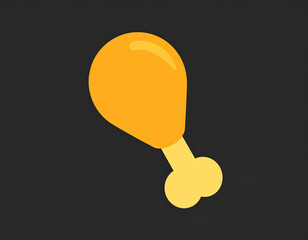 A piece of fried chicken thigh isolated on a black background, clip art, icon.