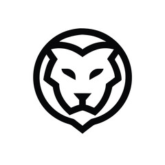 Minimalist lion head logo with sharp gold lines icon vector illustration