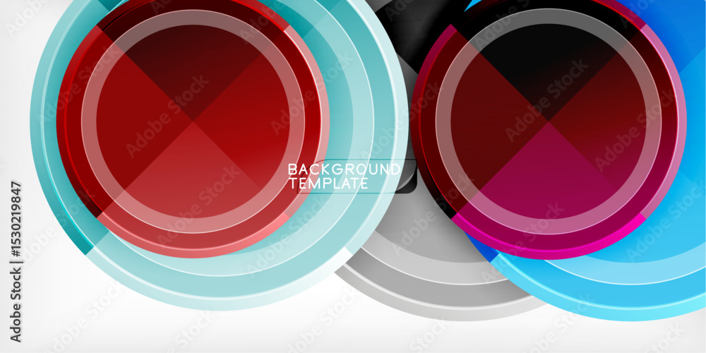 Aufkleber abstract design features overlapping circles, vibrant colors, gradients. modern template suitable fo