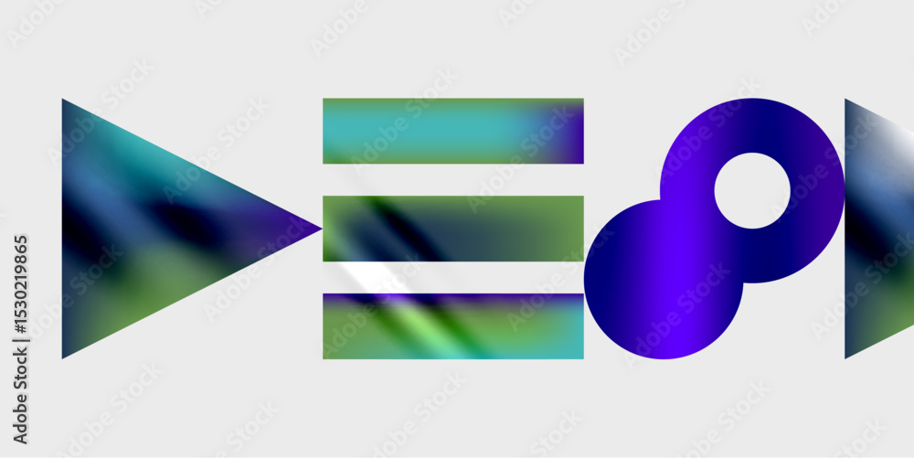 Poster abstract graphic design features colorful shapes. gradient hues blend, creating modern visual elemen