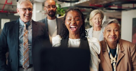 Selfie, recording or business people in office for profile picture on company website or social media. Team, happy or colleagues with video or photograph in workplace for group memory or diversity - Powered by Adobe