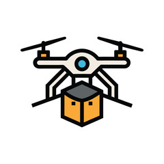 Hovering delivery drone with anti gravity tech icon vector illustration