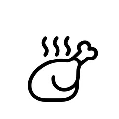 Fototapeta premium Minimalist Outline Grilled Chicken Cooking Hot Food Meal Icon