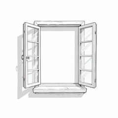 Open Window with Wooden Sill in Soft Morning Light