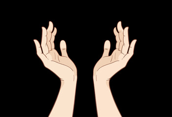 Fototapeta premium Outstretched Hands in Serene Prayer, Night Sky