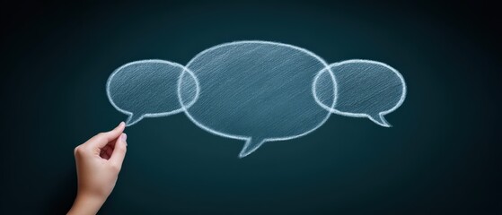 Interactive conversation bubbles digital space graphic design virtual environment close-up view engagement concept