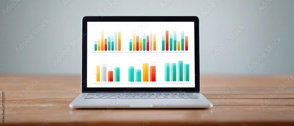 Poster analyzing business growth trends office environment data visualization digital analysis desktop view