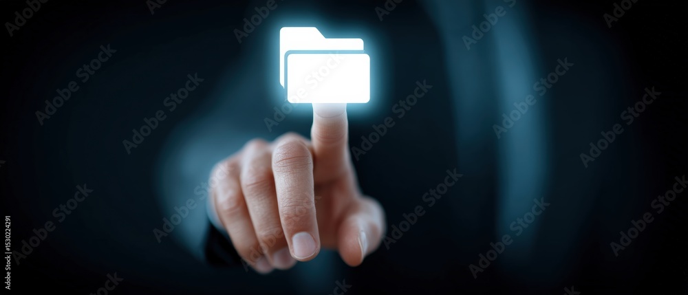 Aufkleber digital interaction with virtual folders in modern business environment technology digital art dark 