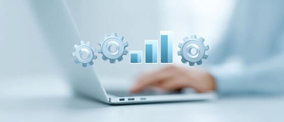 Analyzing digital performance metrics online workspace data visualization minimalist environment close-up view technology insights