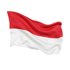 Indonesia flag horizontal stripes, red white, simple design, no flagpole, isolated on white background, Southeast Asian photography