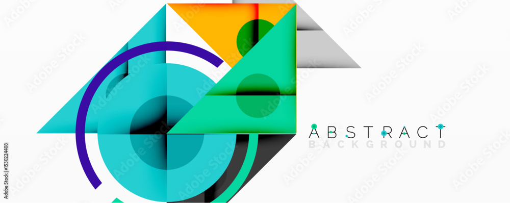 Poster modern abstract design. geometric shapes overlap, creating vibrant color gradients. clean lines, min