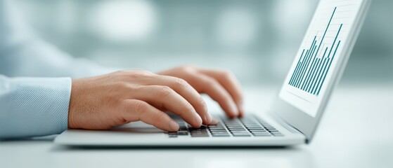 Analyzing business trends office environment digital analytics modern workspace close-up view data visualization