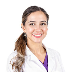 Smiling Female Doctor Portrait in Lab Coat